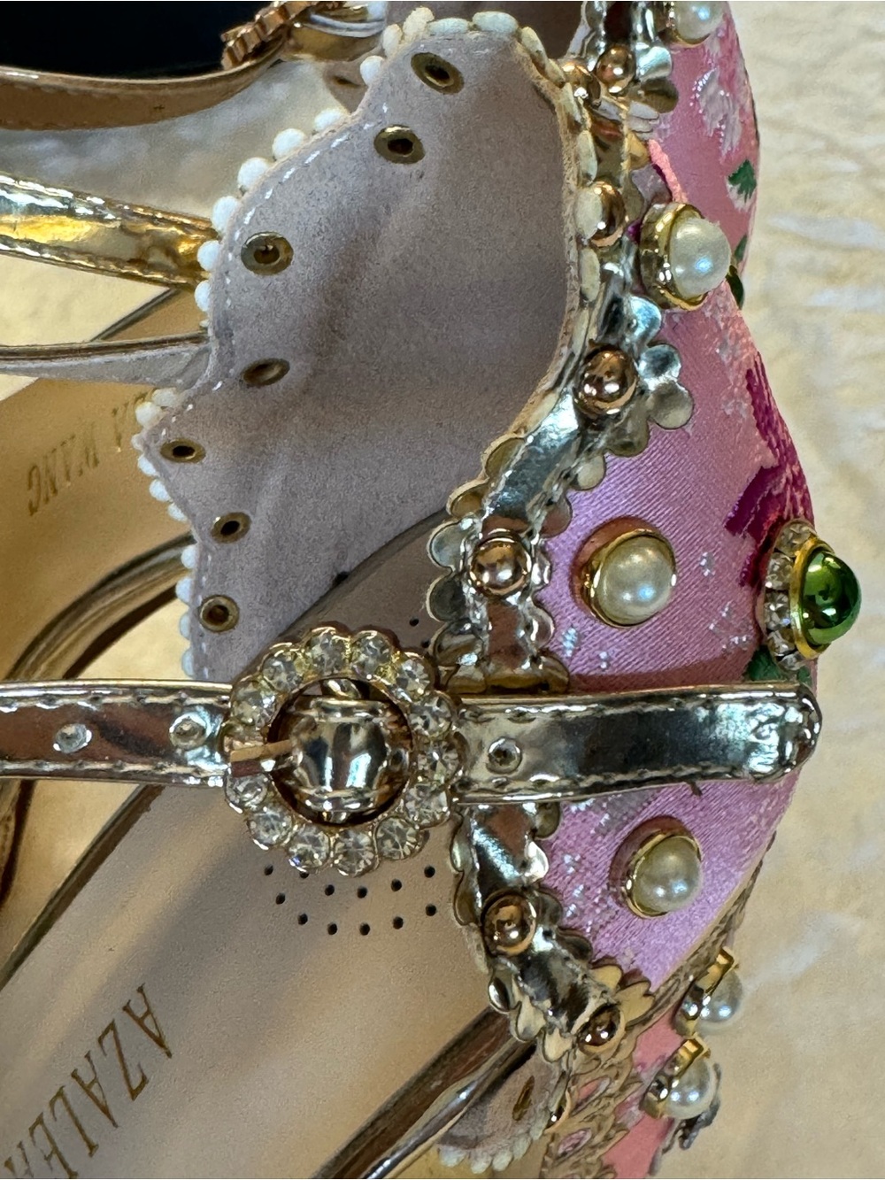 Azalea Wang Aim for the Eyes Women's Pink Embellished Platform Sandals Size 8.0 - Picture 13 of 15